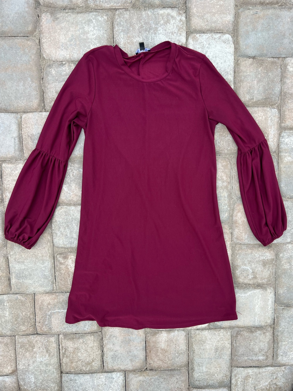 As U Wish Long Sleeve Scoop Neck Dress in Burgundy